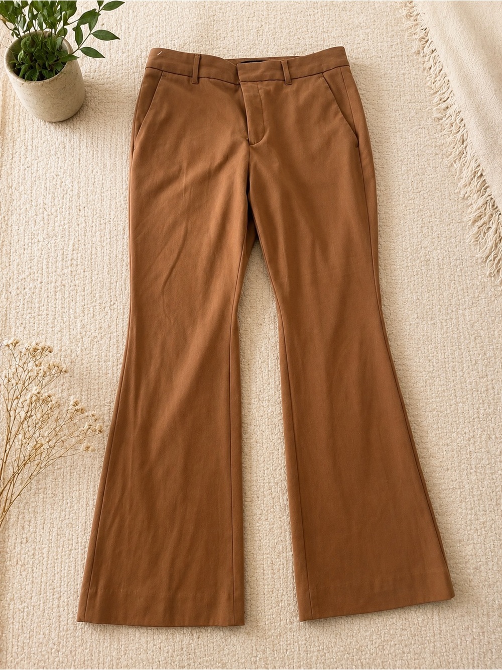 Banana Republic Petite Bootcut Pants in Camel Brown